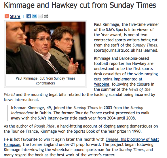 Idiocy At The Sunday Times Paul Kimmage Let Go Balls Ie