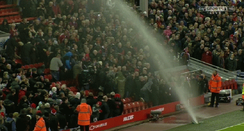 GIF: Liverpool Turn The Sprinklers On Their Own Fans. | Balls.ie