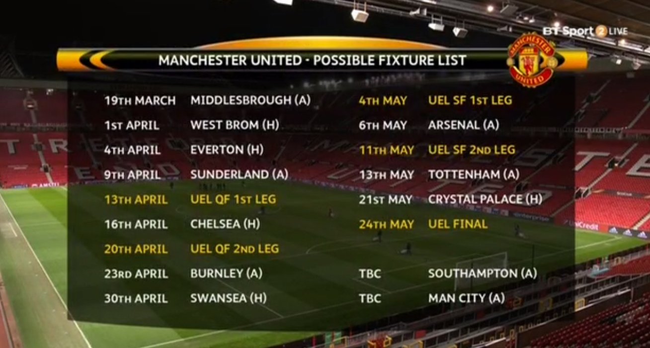manchester united fixtures