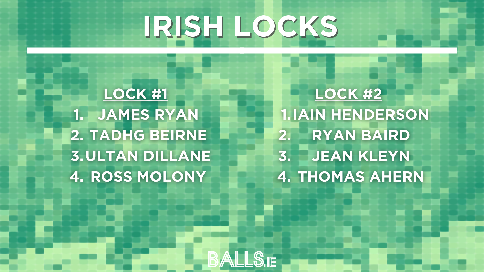 IRISH SQUAD DEPTH: LOCKS