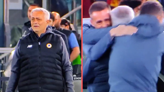 Jose Mourinho in tears at the Conference League semi-final
